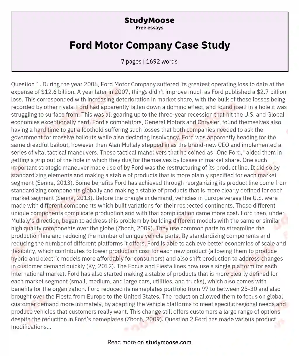 Ford Motor Company Case Study