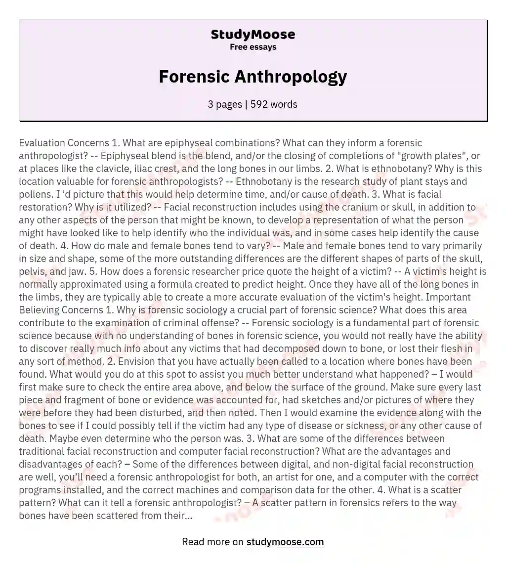 Forensic Anthropology essay