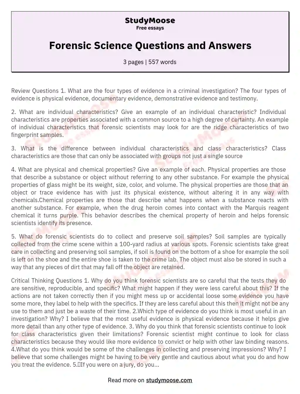 forensic-science-questions-and-answers-free-essay-example