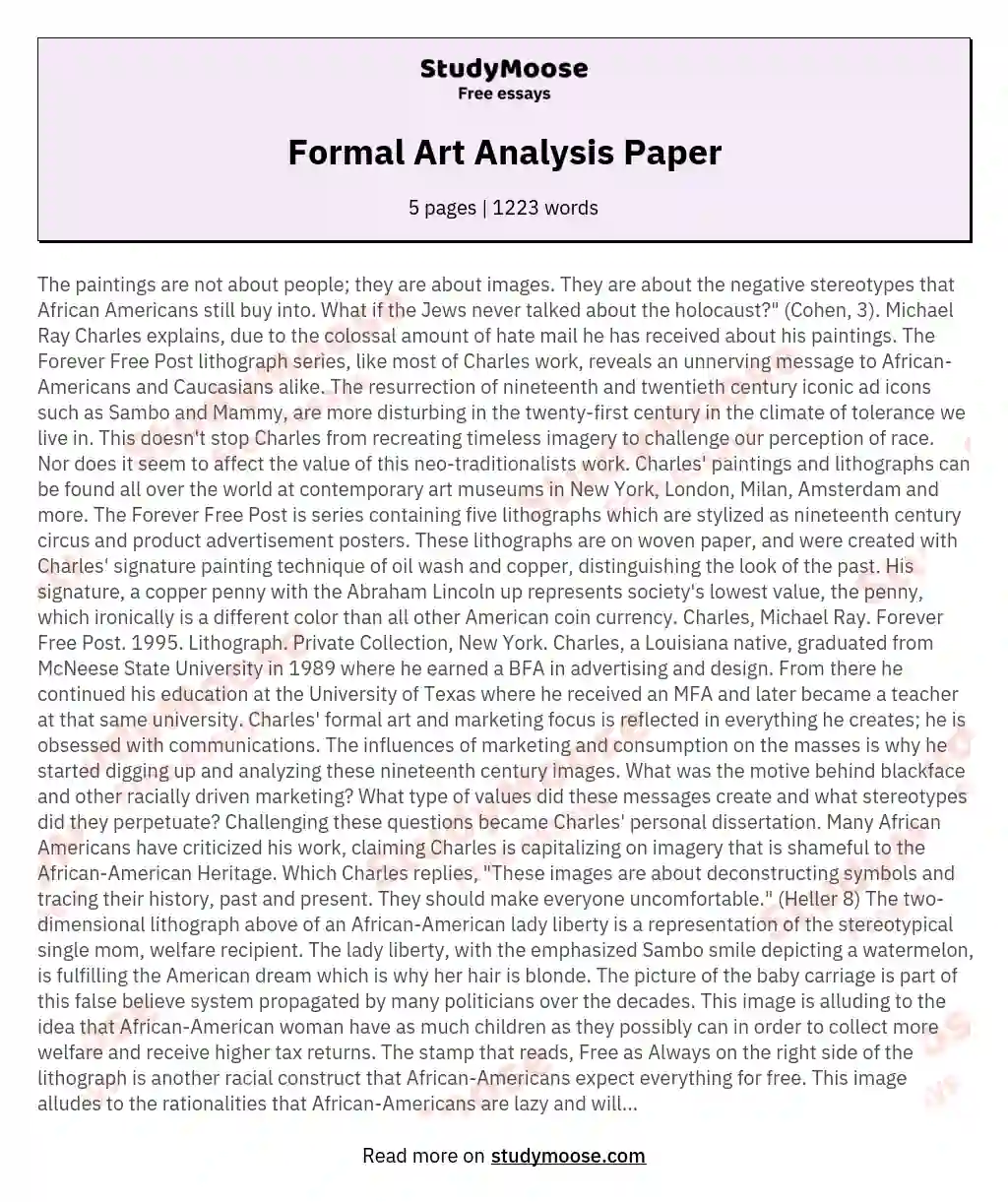 formal art analysis essay example