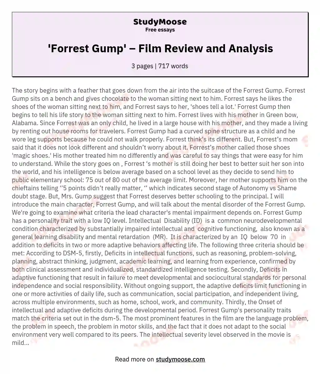 'Forrest Gump' – Film Review and Analysis