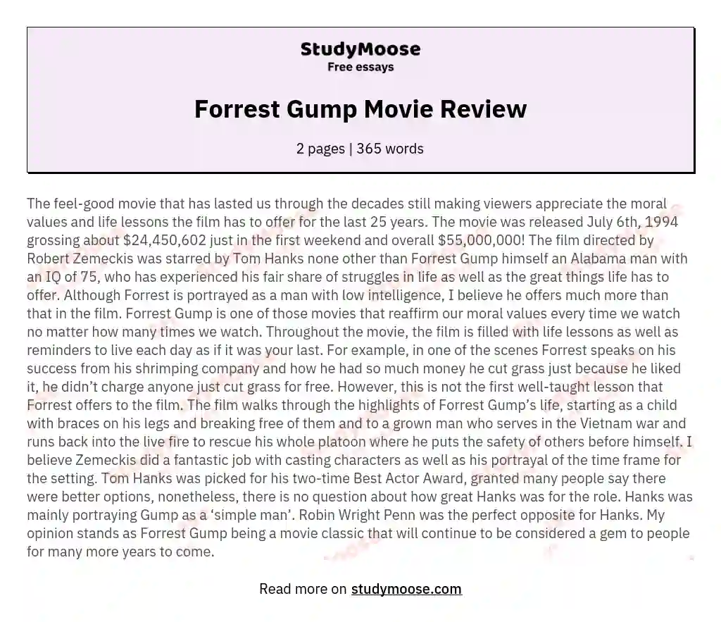 Forrest Gump Movie Review
