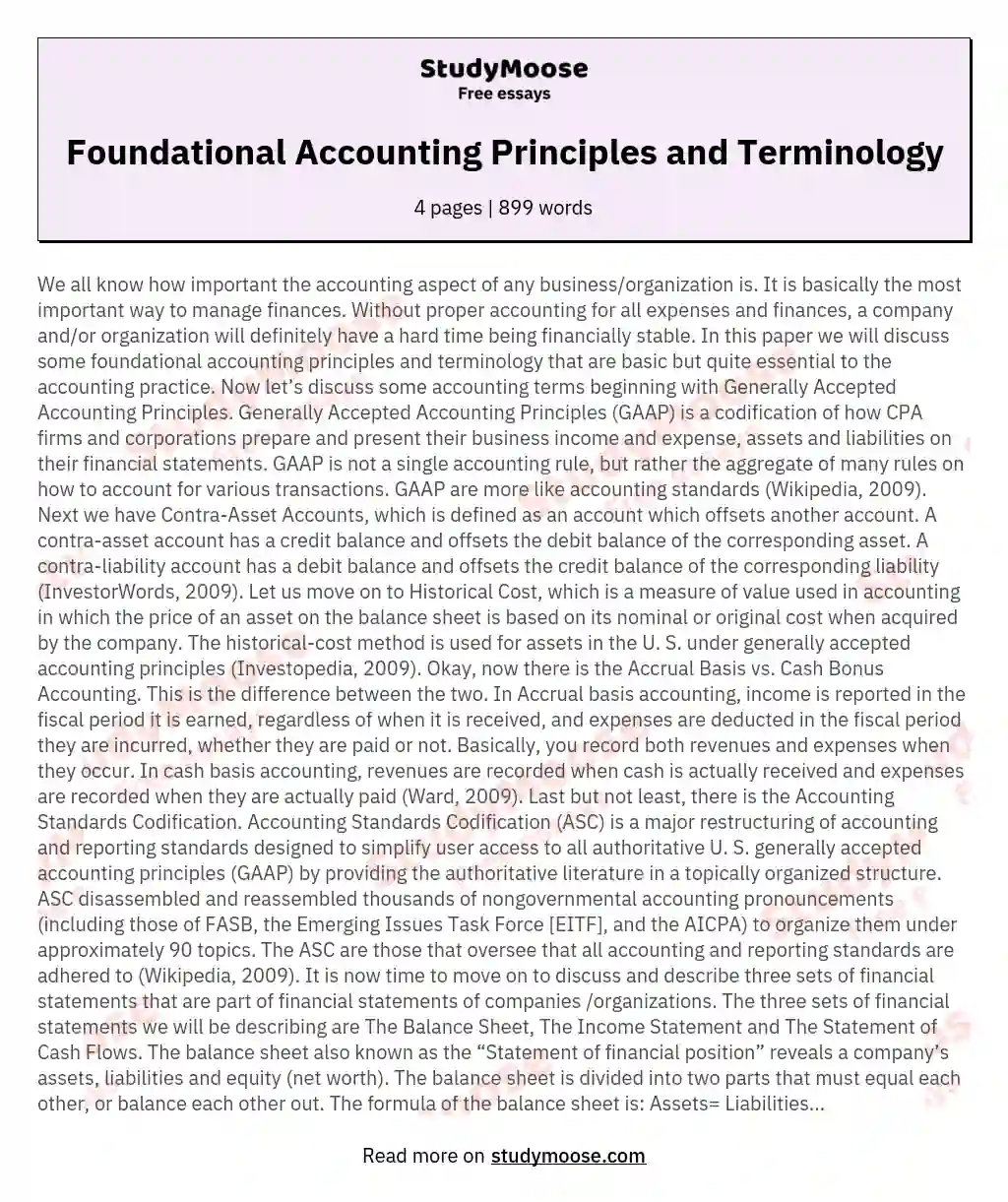 Foundational Accounting Principles and Terminology