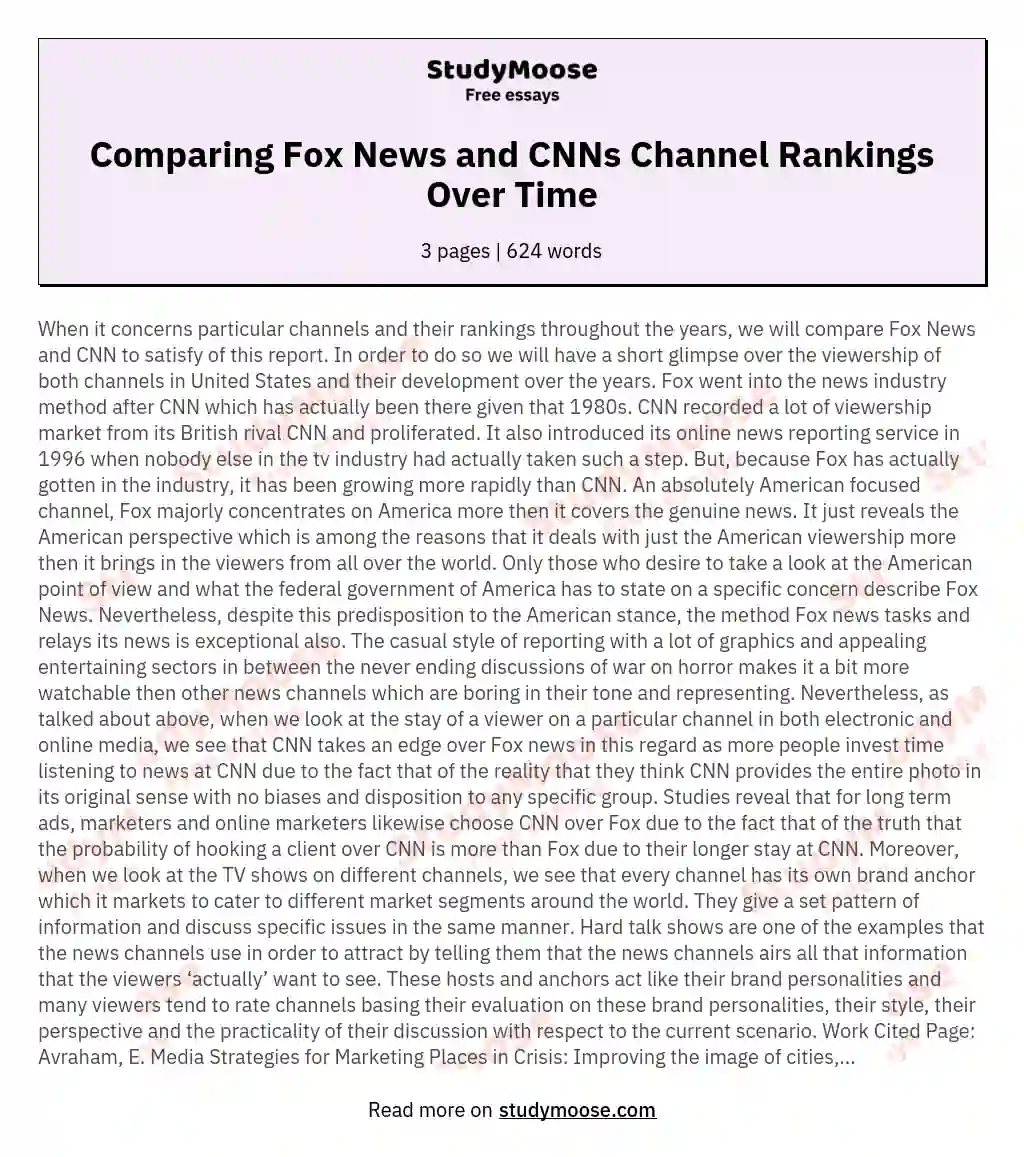 Comparing Fox News and CNNs Channel Rankings Over Time essay