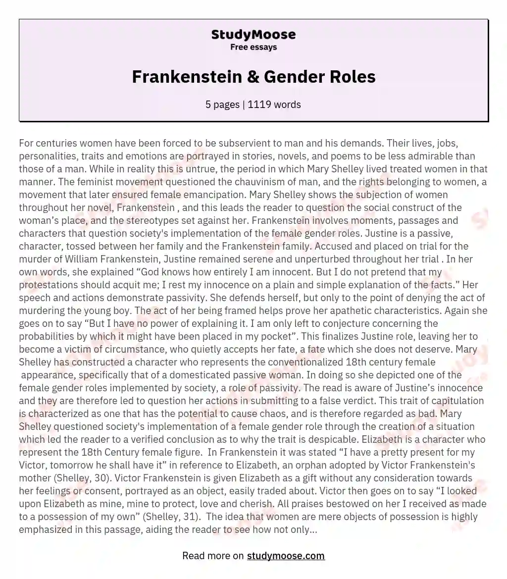 Frankenstein & Gender Roles