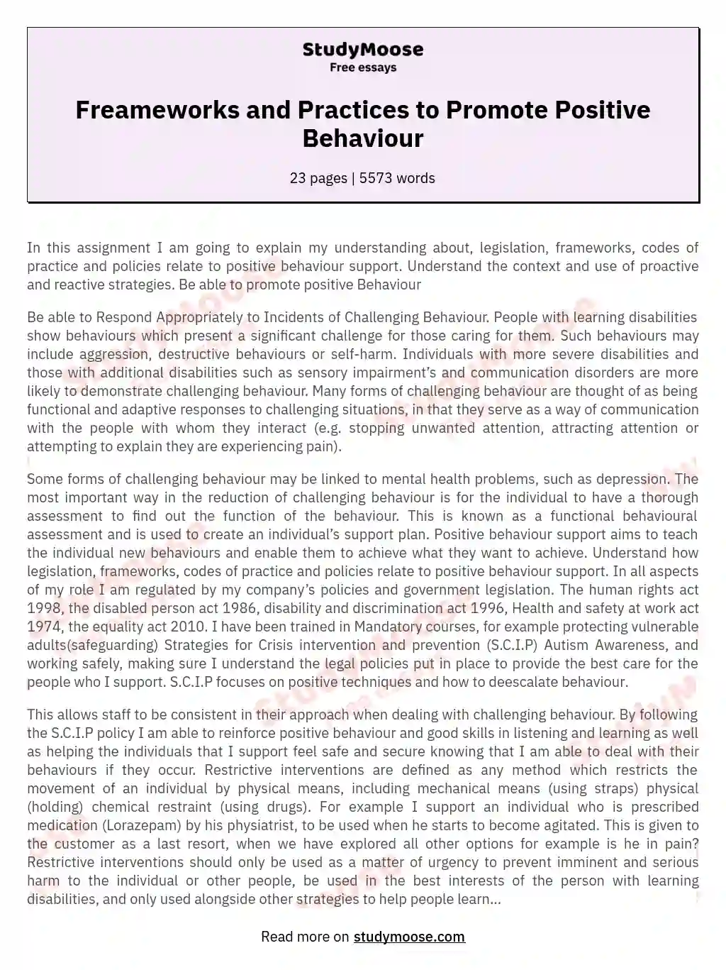 paragraph on good behaviour