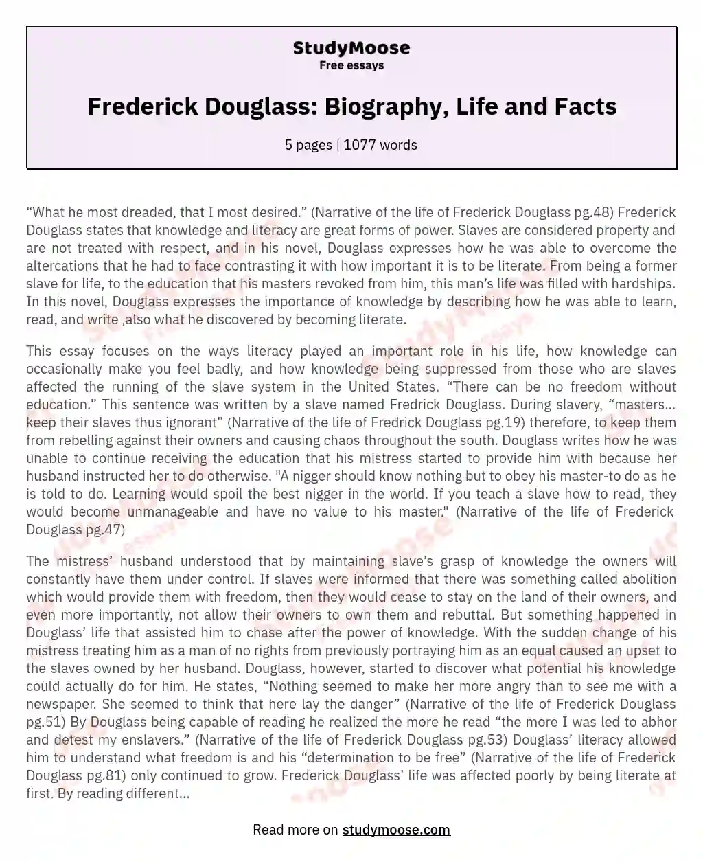 Frederick Douglass: Biography, Life and Facts