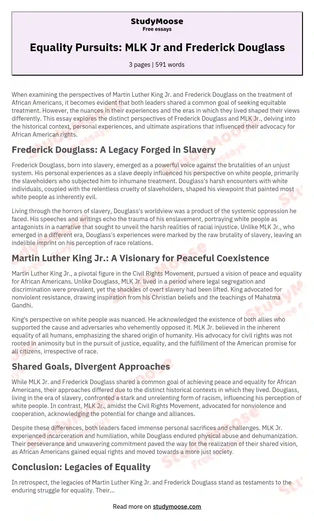 Frederick Douglass vs. Martin Luther King Jr.