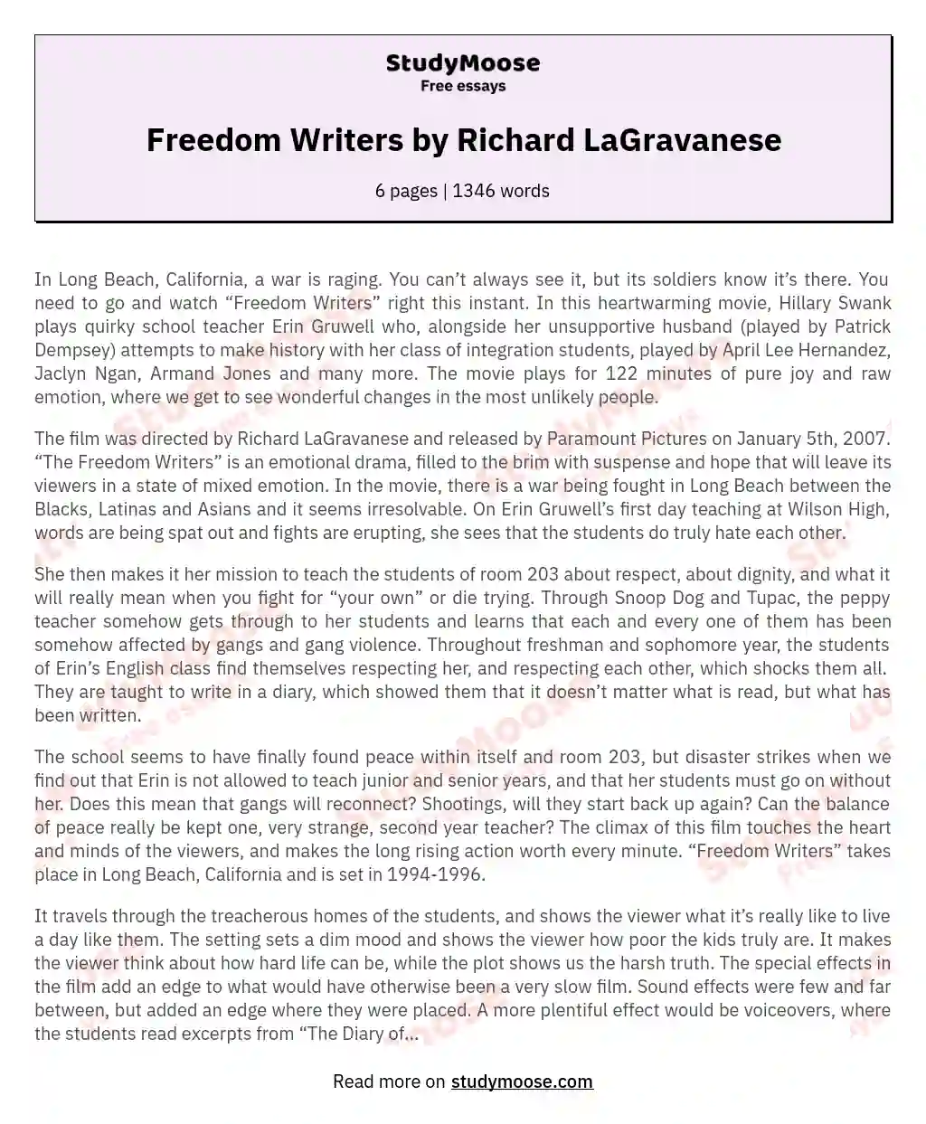 Freedom Writers by Richard LaGravanese
