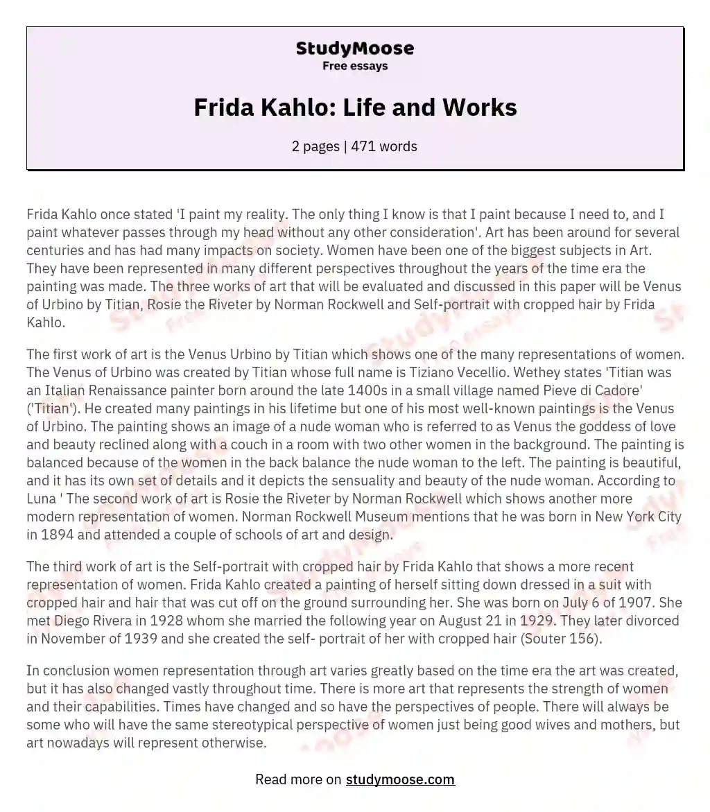 Frida Kahlo: Life and Works