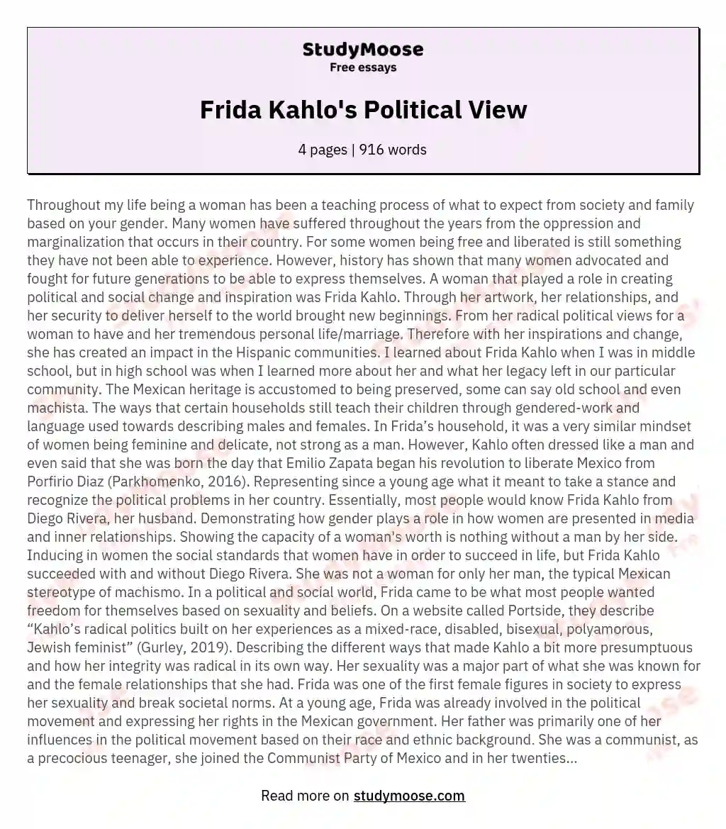 Frida Kahlo's Political View essay