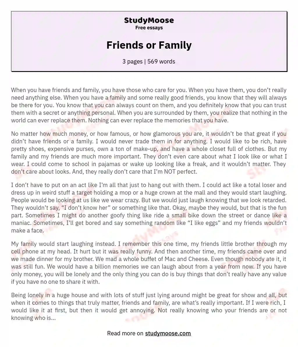 my friends and family essay