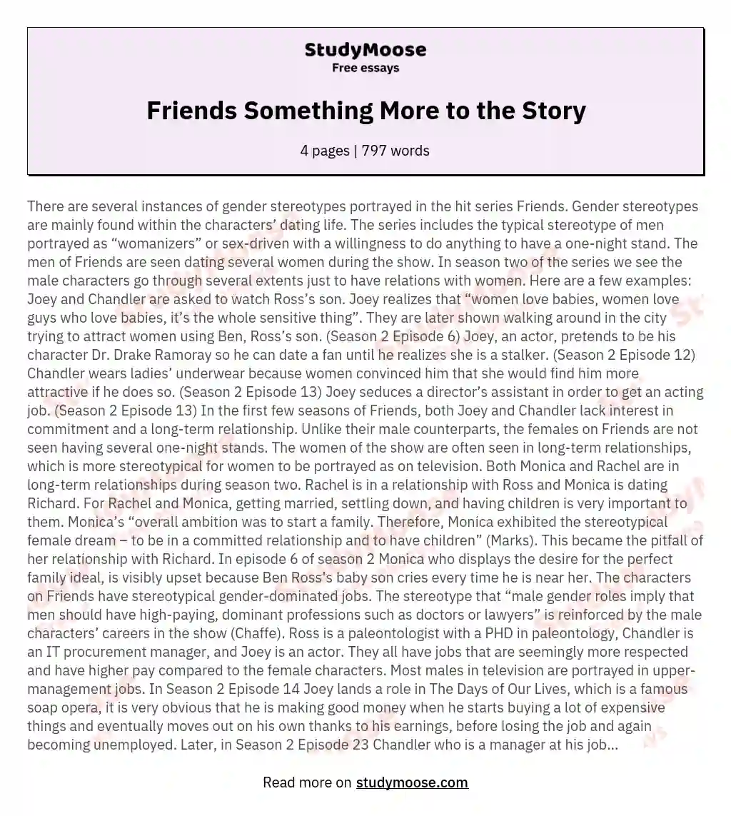 Friends Something More to the Story essay