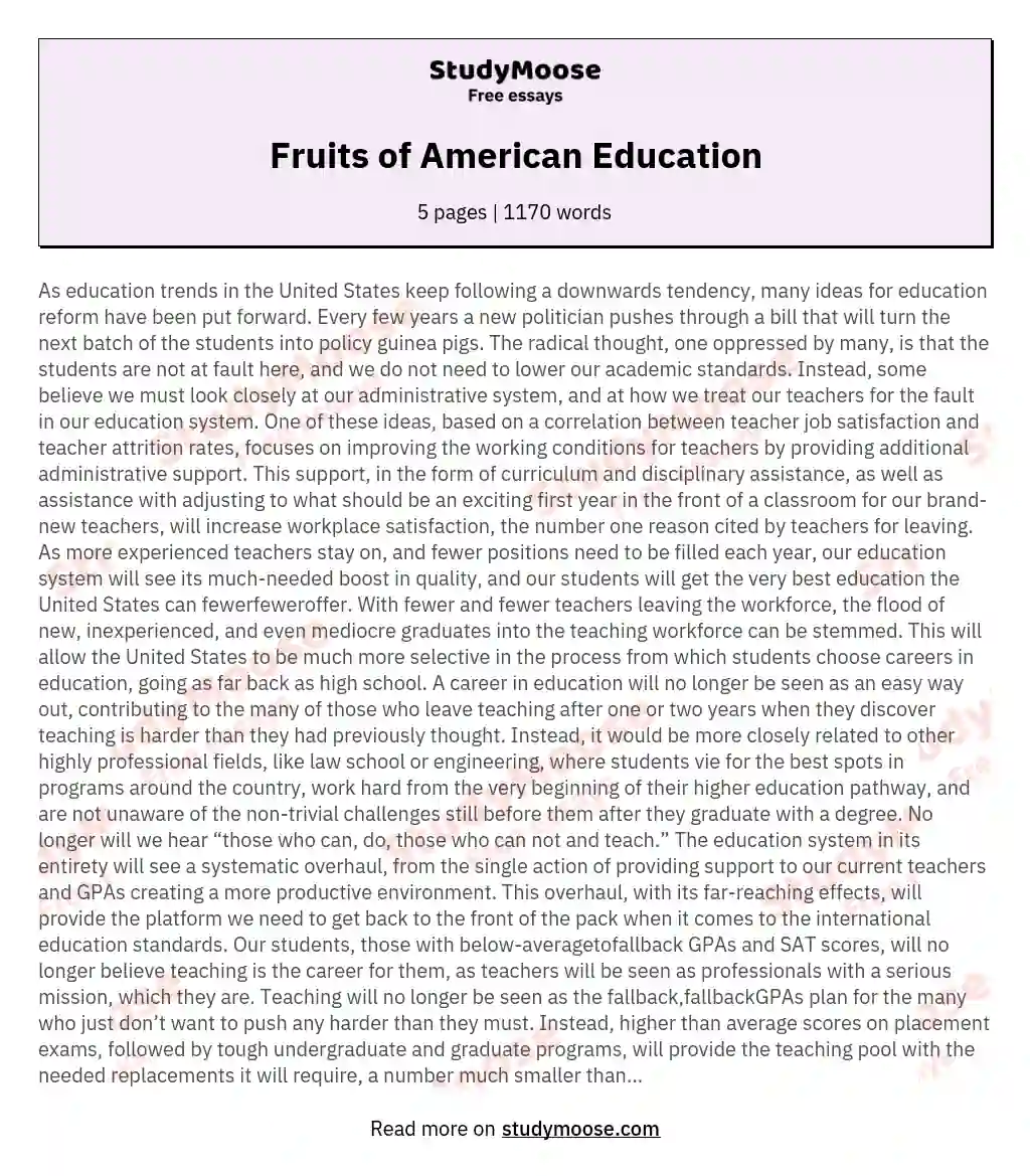 Fruits of American Education essay