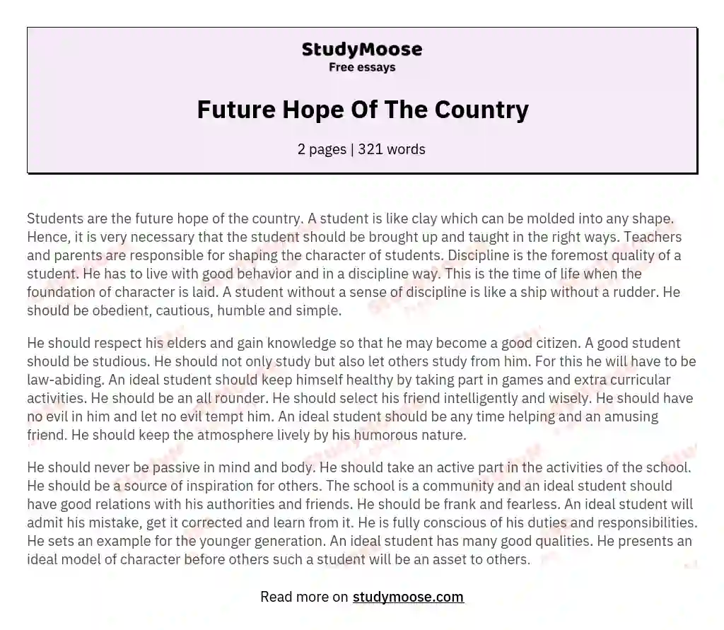 Future Hope Of The Country