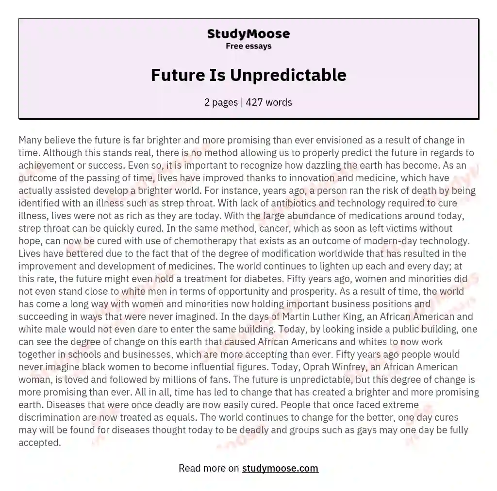 Future Is Unpredictable essay