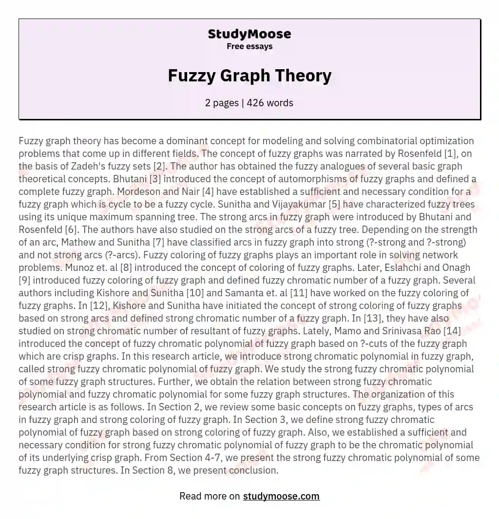 Fuzzy Graph Theory essay