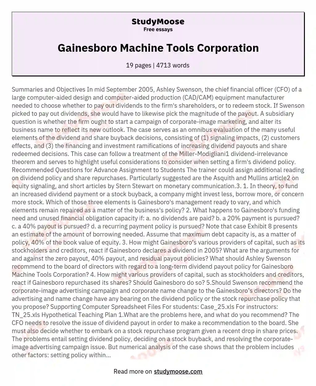 Gainesboro Machine Tools Corporation