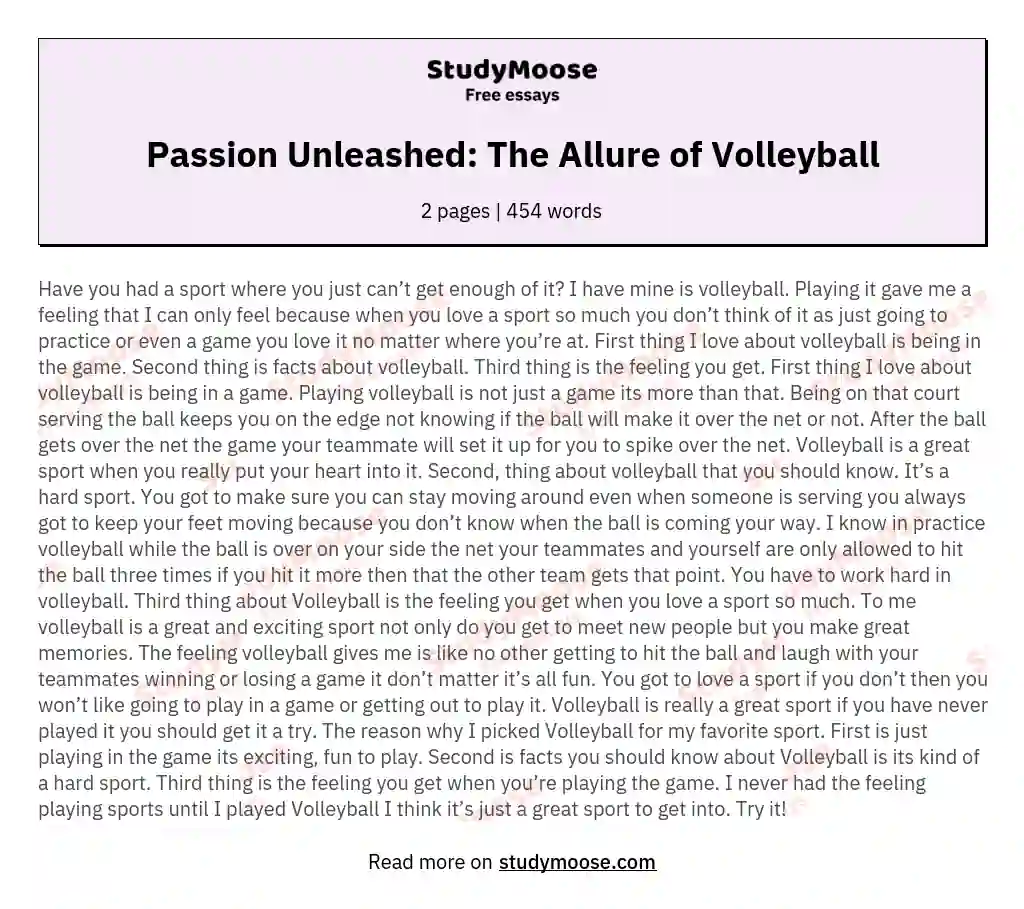 Passion Unleashed: The Allure of Volleyball essay