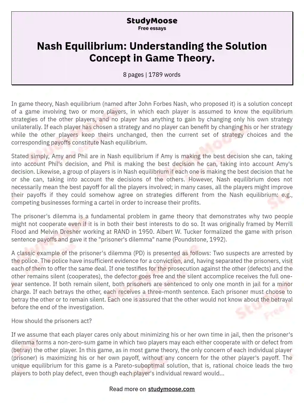 Nash Equilibrium: Understanding the Solution Concept in Game Theory.