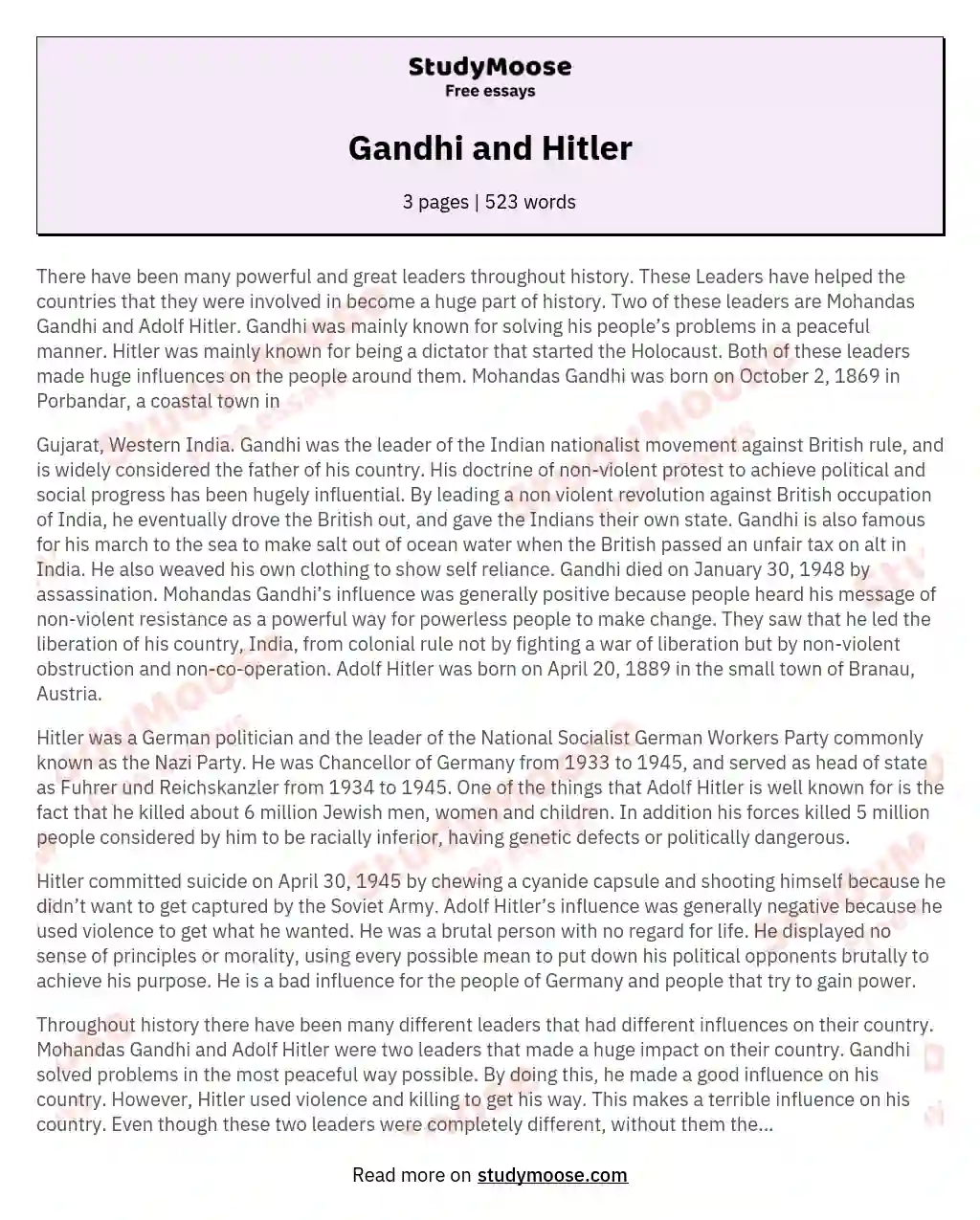 Gandhi and Hitler essay