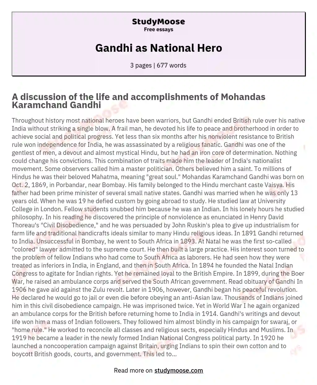 Gandhi as National Hero