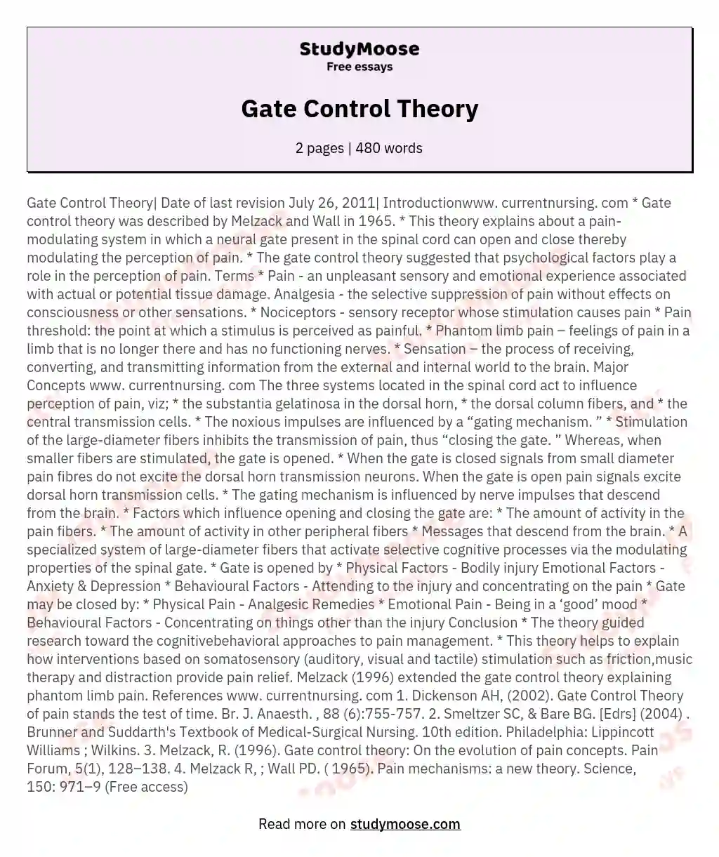 Gate Control Theory