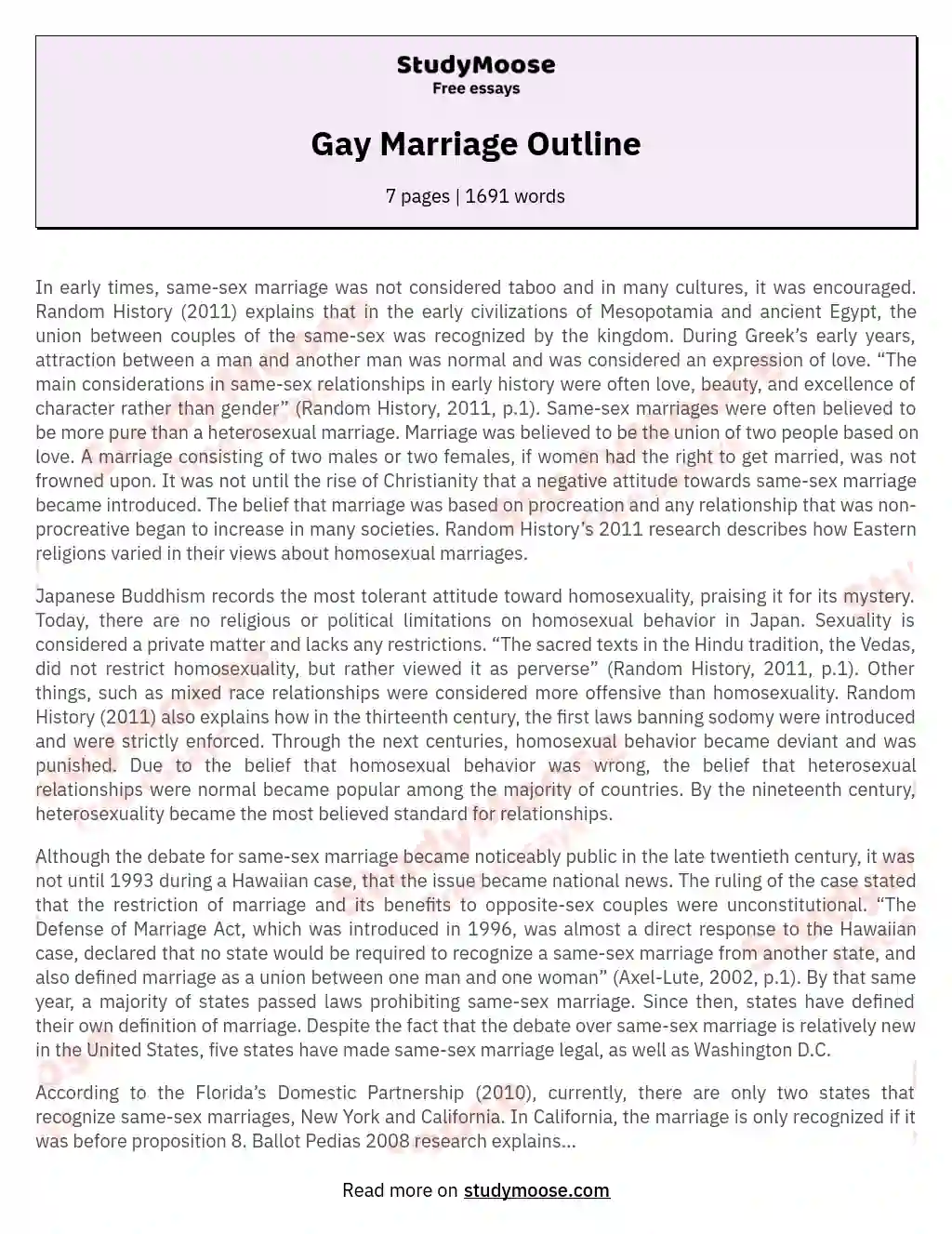 gay marriage essay topics
