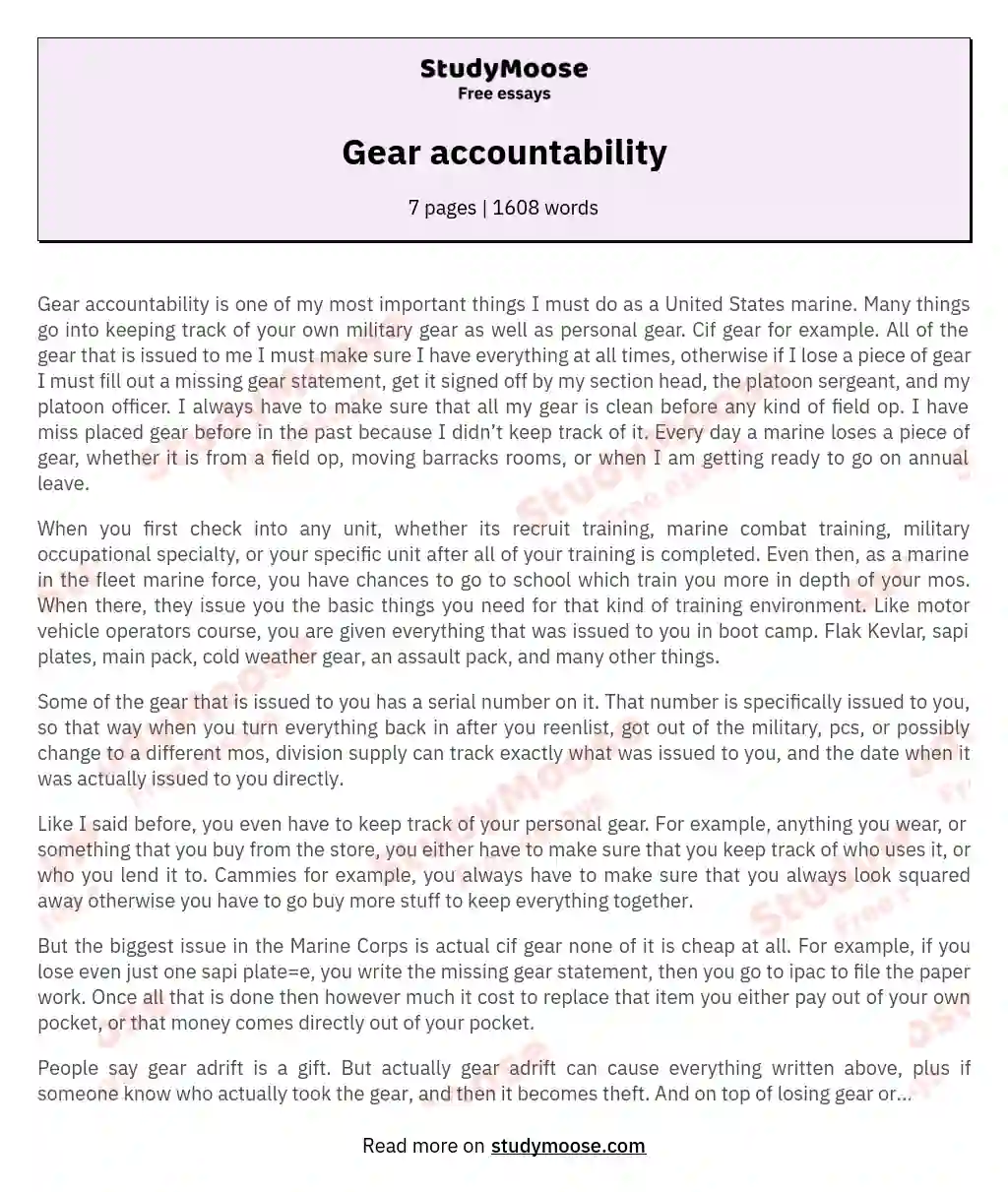 Gear accountability essay