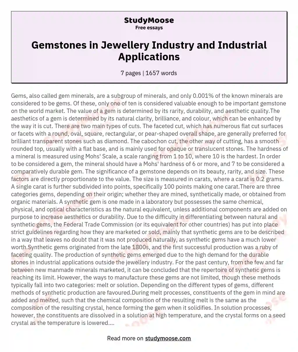 Gemstones in Jewellery Industry and Industrial Applications