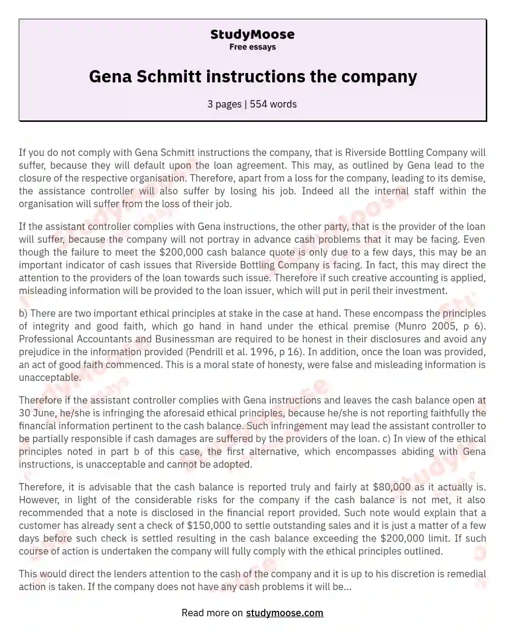 Gena Schmitt instructions the company essay