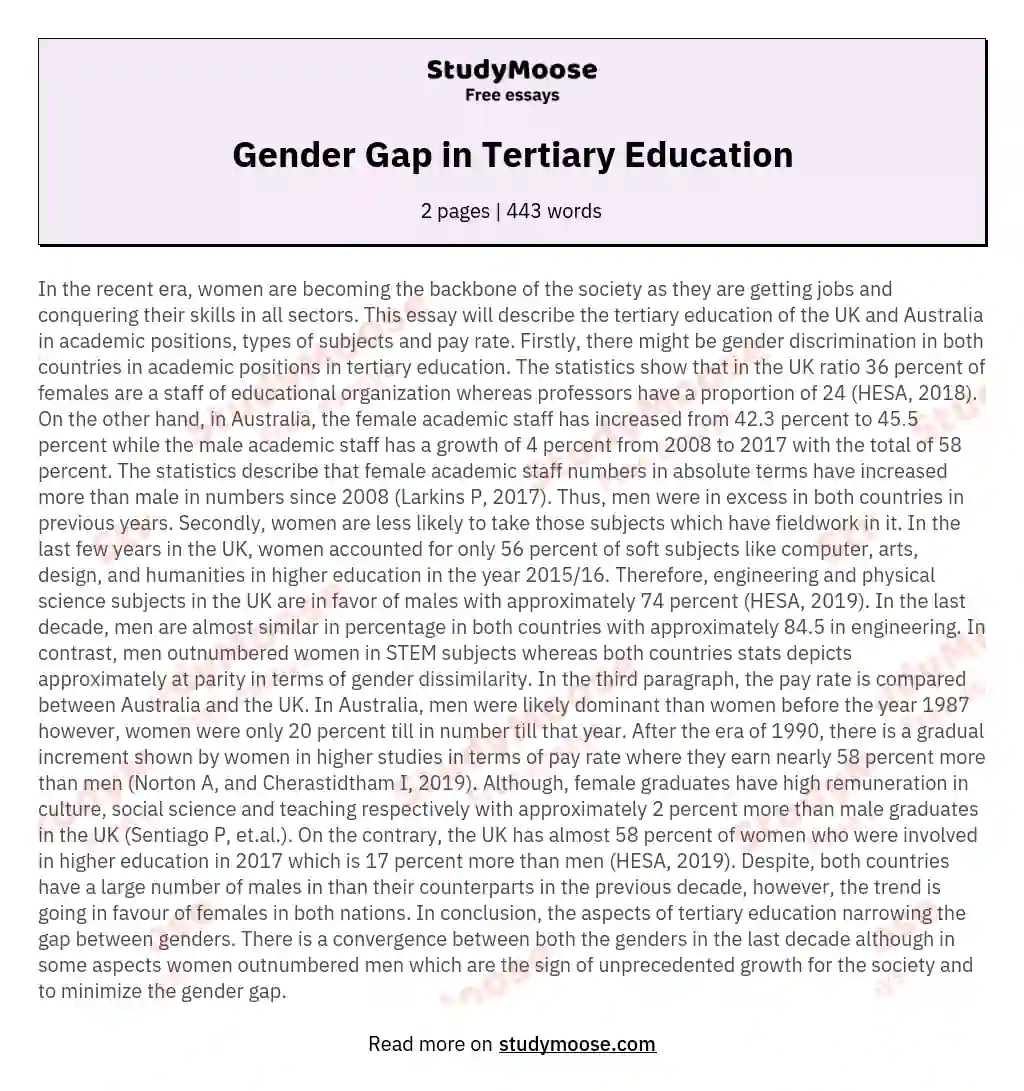 Gender Gap in Tertiary Education