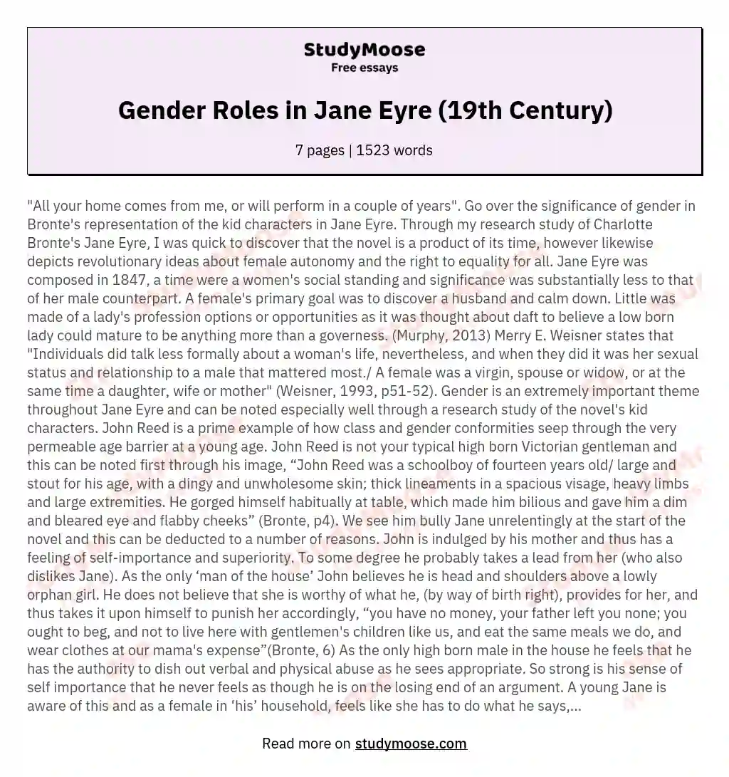 Gender in Jane Eyre