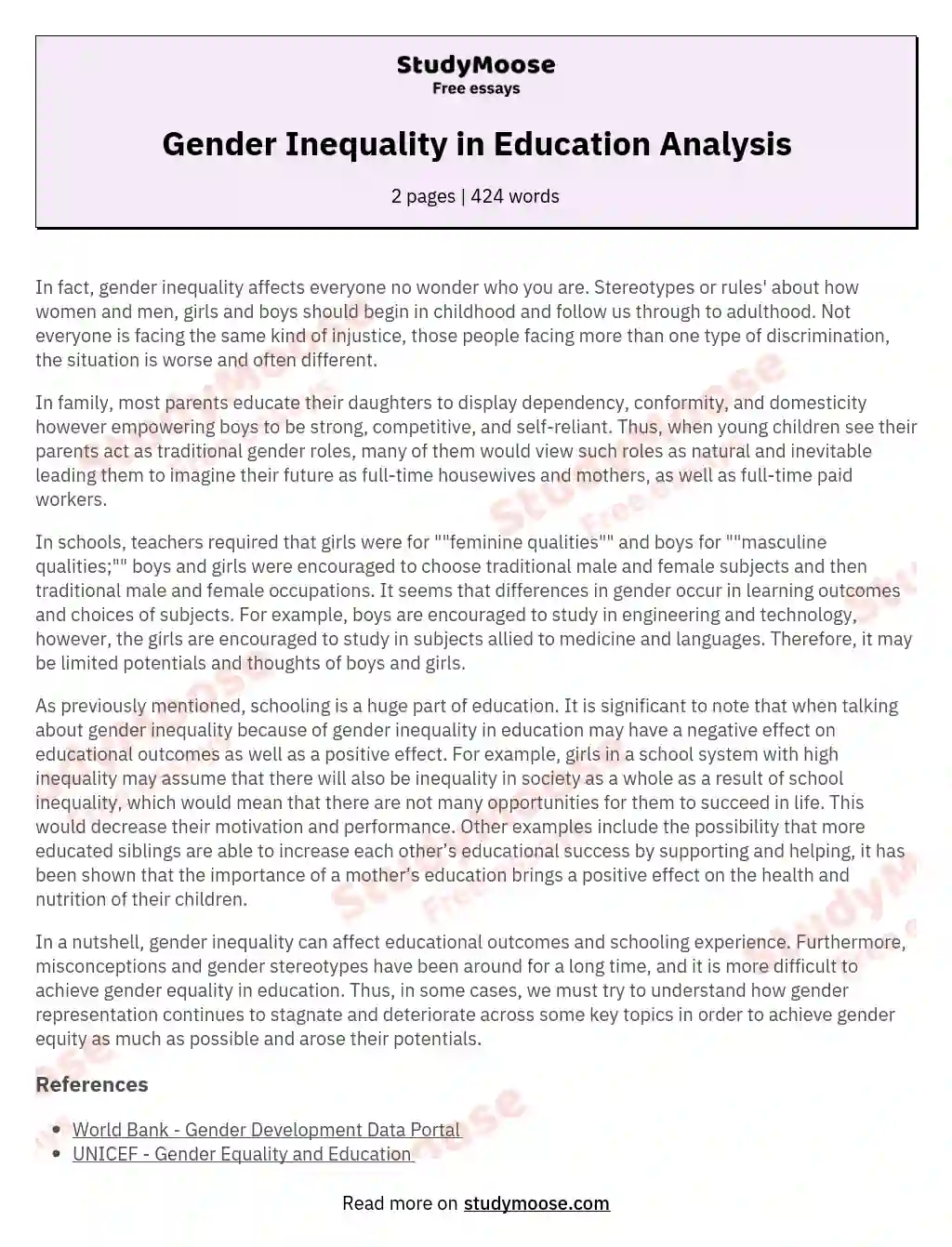 gender inequality argumentative essay pdf