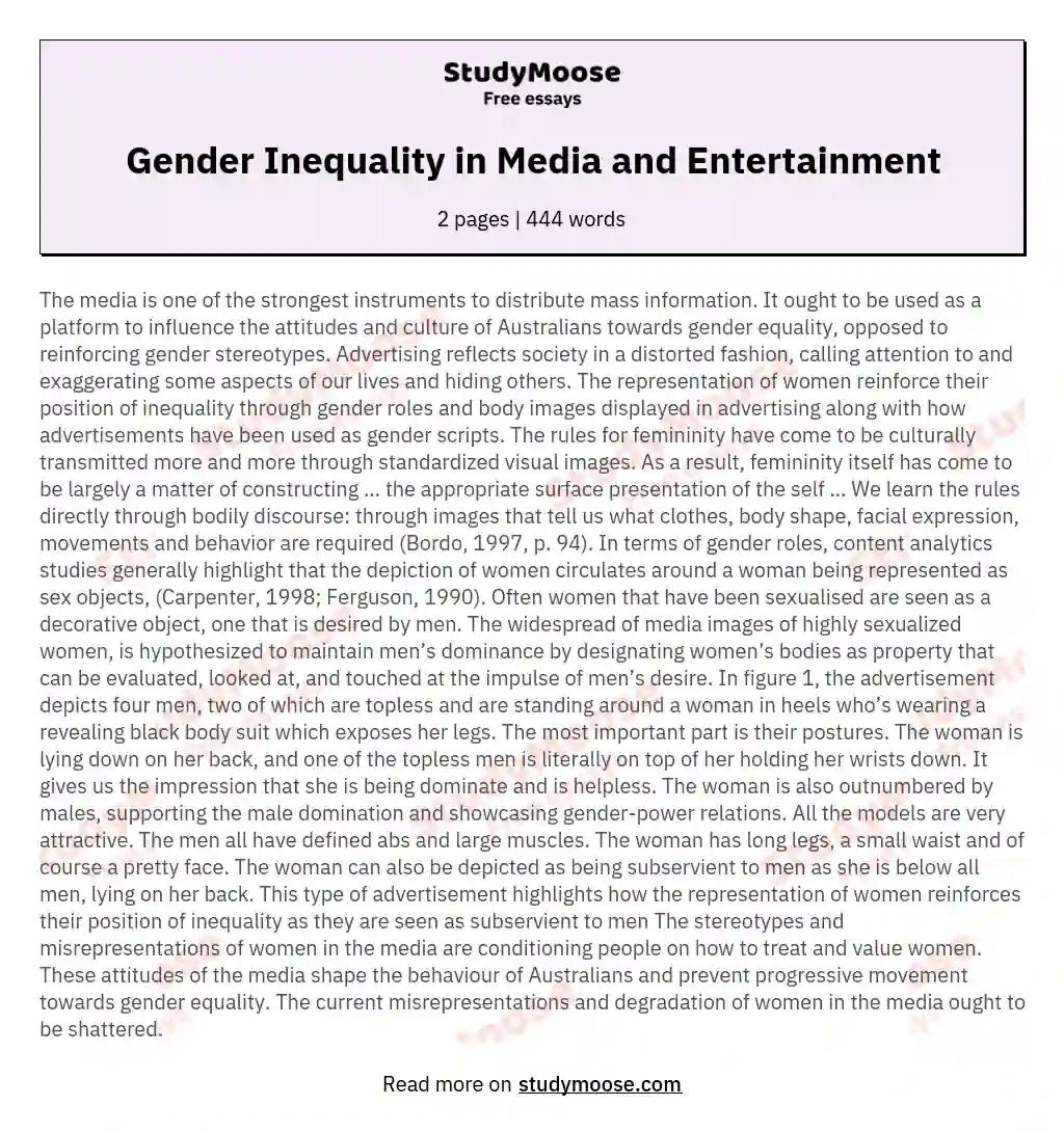 Gender Inequality in Media and Entertainment