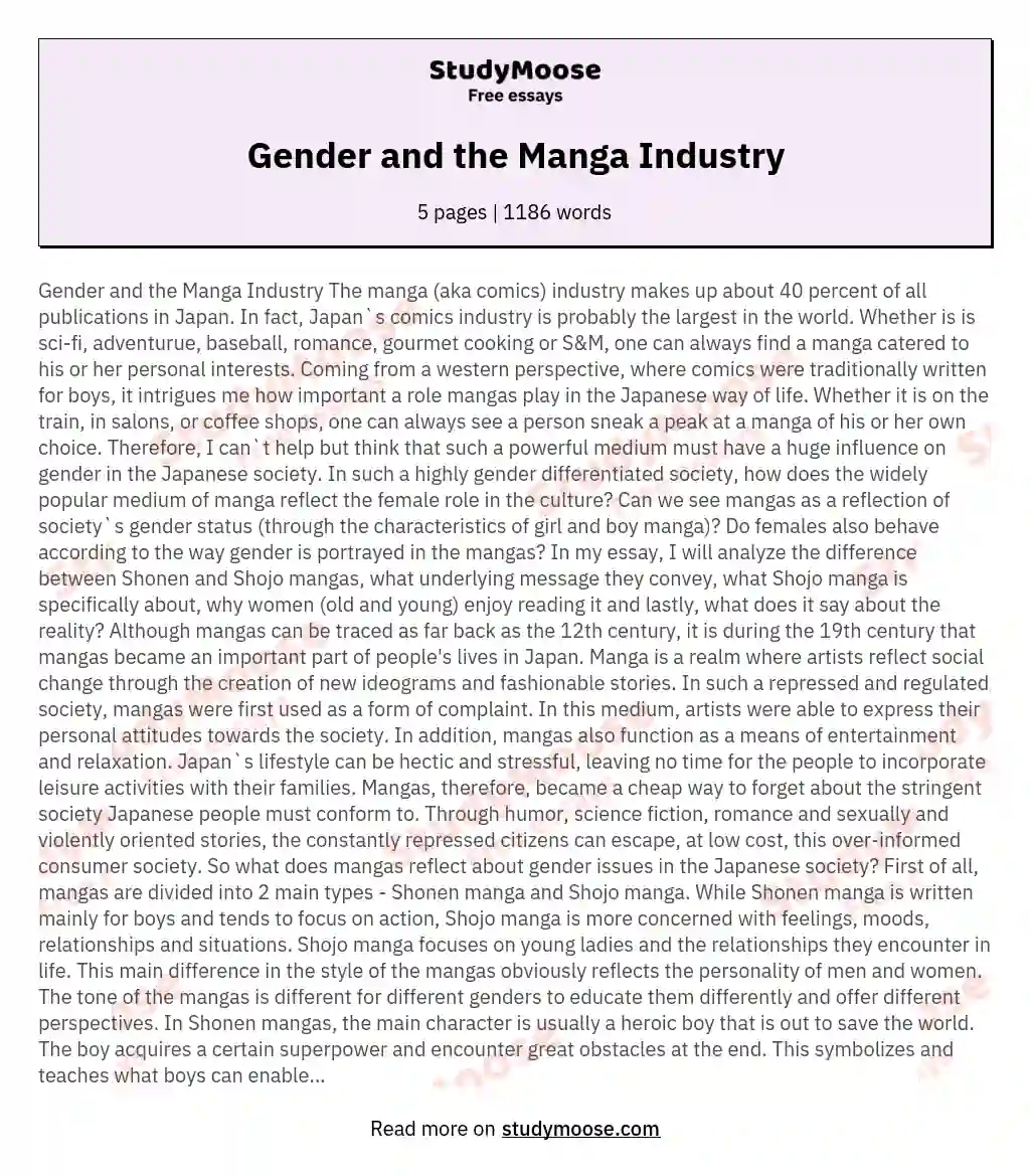 Gender and the Manga Industry essay