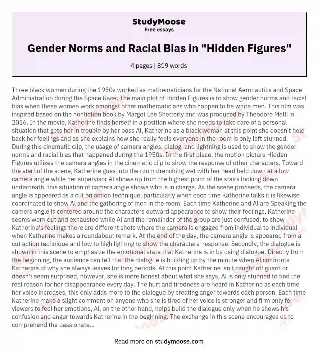 Gender Norms and Racial Bias in "Hidden Figures"