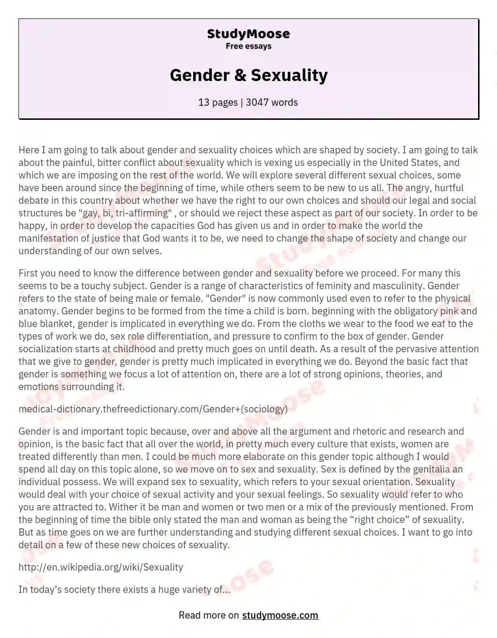 Gender & Sexuality essay