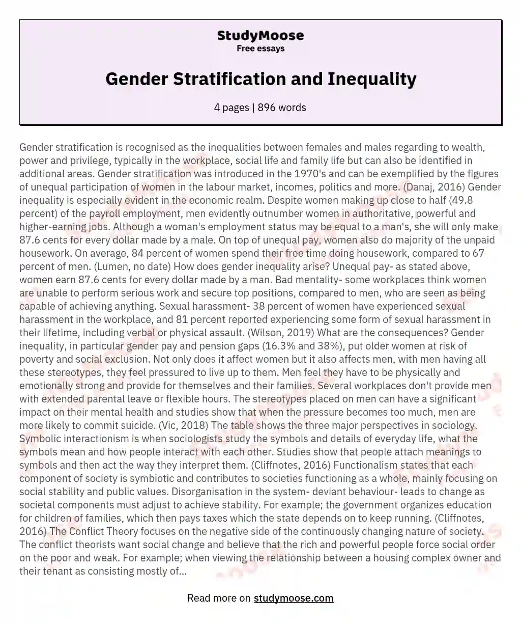 Gender Stratification and Inequality