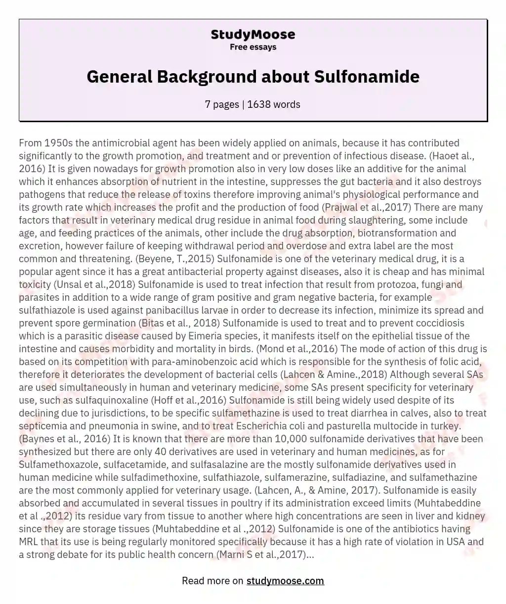 General Background about Sulfonamide essay