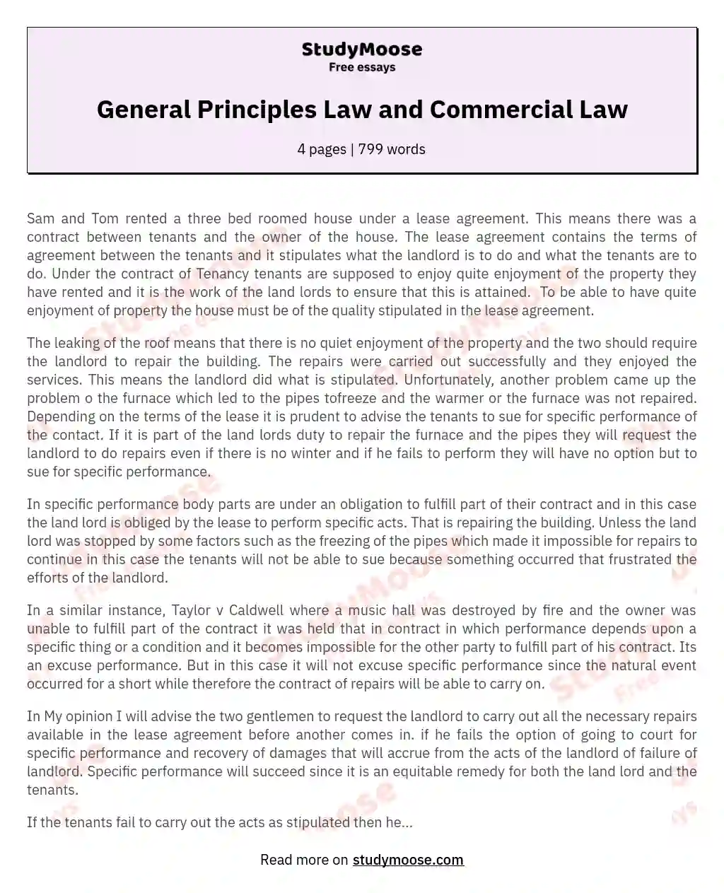 General Principles Law and Commercial Law