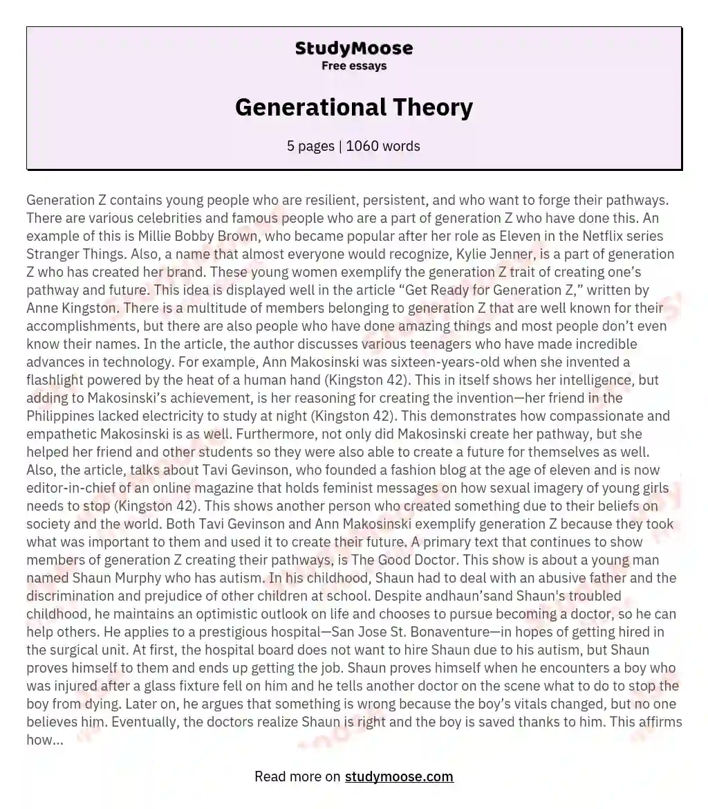 Generational Theory essay
