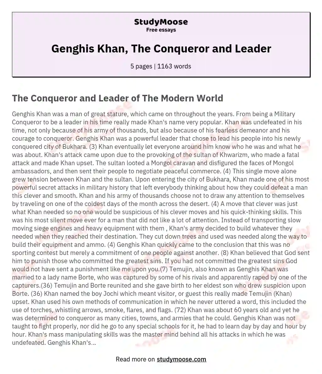 Genghis Khan, The Conqueror and Leader