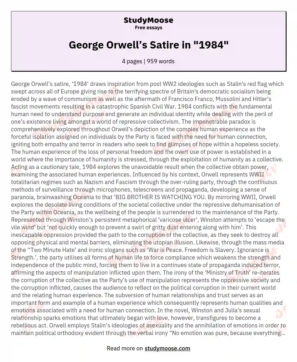 George Orwell’s Satire in "1984"