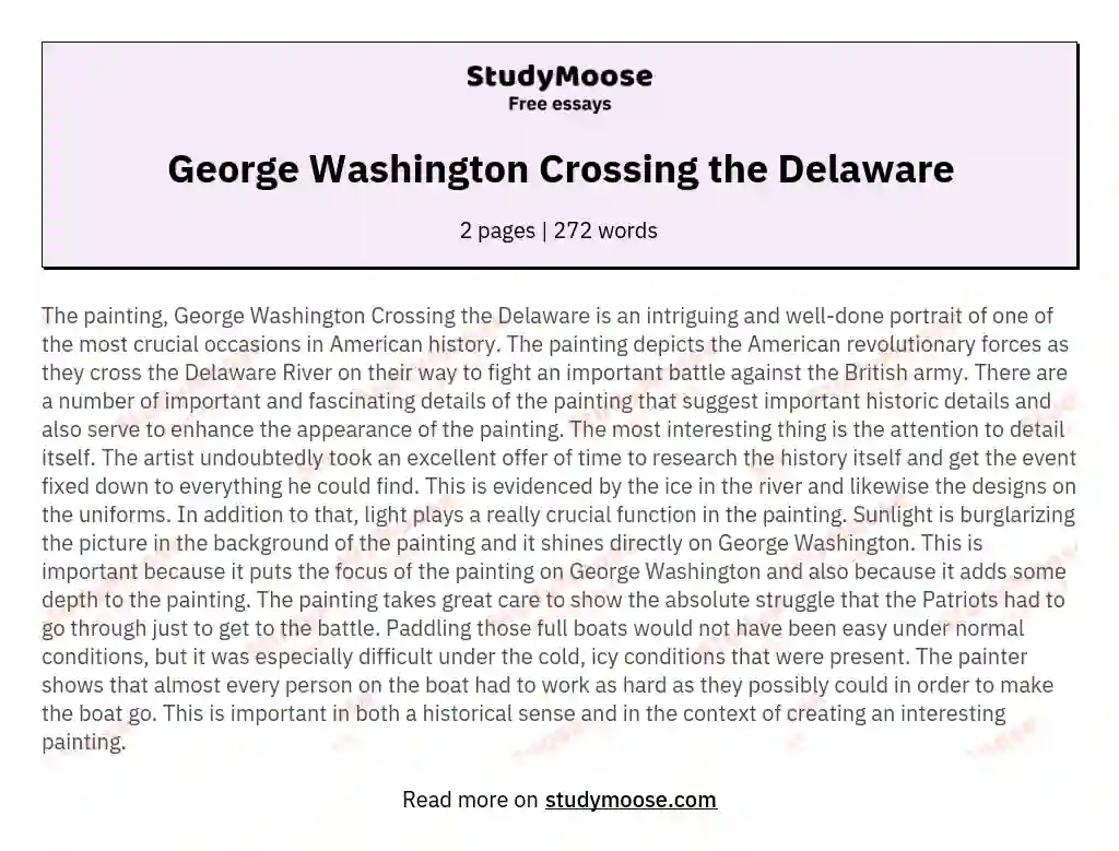 George Washington Crossing the Delaware essay