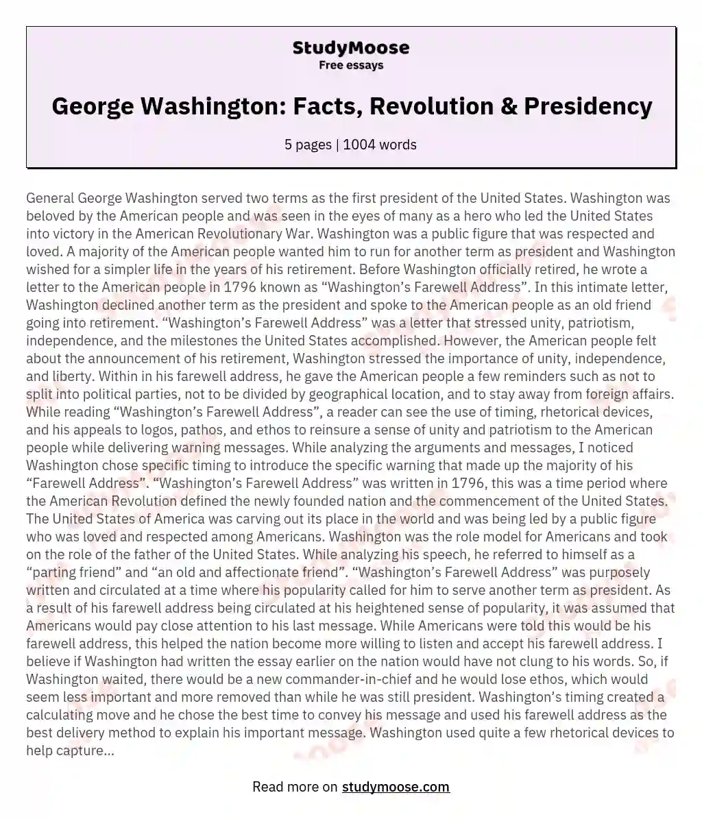 George Washington: Facts, Revolution & Presidency