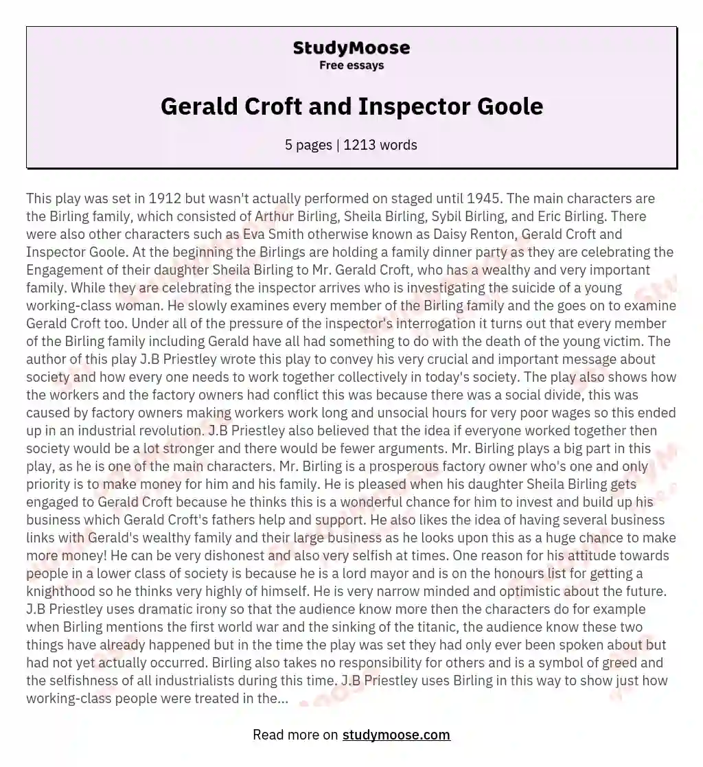 Gerald Croft and Inspector Goole