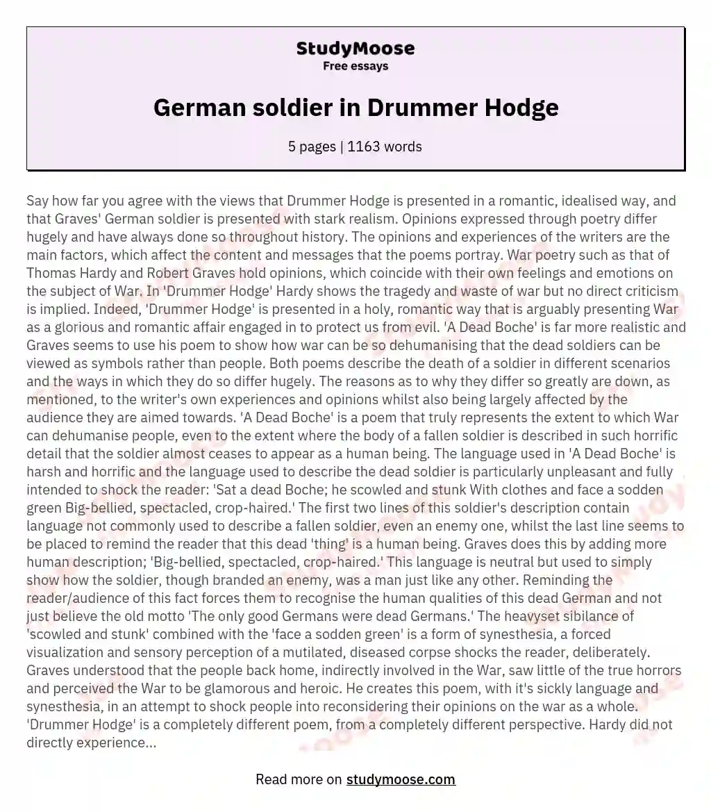 German soldier in Drummer Hodge essay