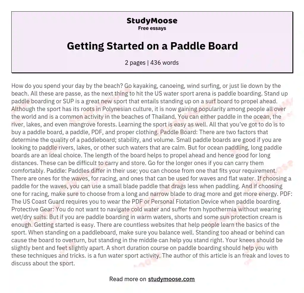 Getting Started on a Paddle Board essay