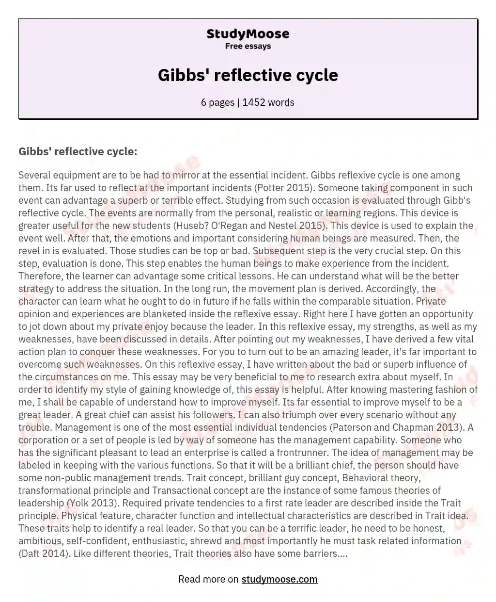 Gibbs' reflective cycle